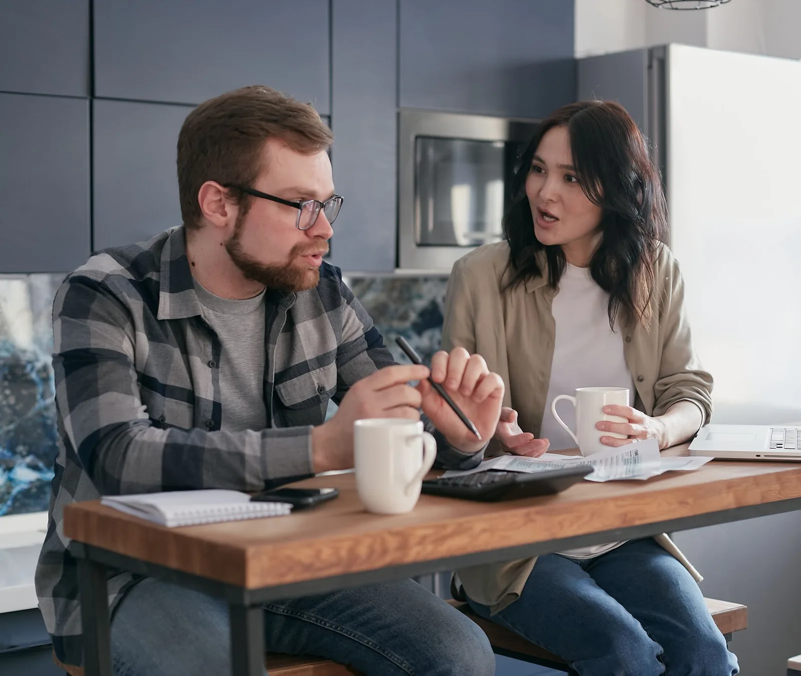 A couple having a conversation about household finances